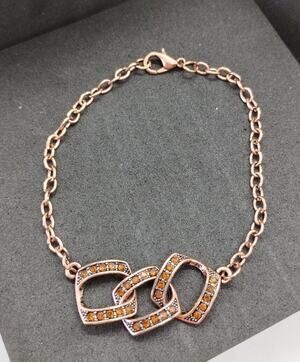 Paparazzi Rose Gold Tone Bracelet - Brown Stones